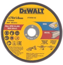 Круг відрізний DeWALT нержавіюча сталь/листовий метал, 76х1, 6х9, 5 мм. 3 шт. (DT20592)