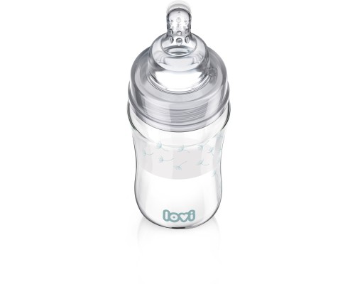 Пляшечка для годування Lovi Diamond Glass Botanic скляна 250 мл Світло-синя (74/205)