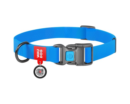 Нашийник для тварин WAUDOG Waterproof з QR паспортом Ш 25 мм Д 34-49 см блакитний (27722)