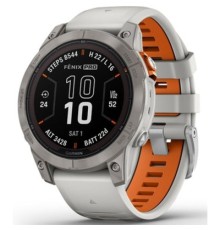 Смарт-годинник Garmin fenix 7 Pro Saph Solar, Ti w/Fog Gry/Ember Orange Band, GPS (010-02777-21)