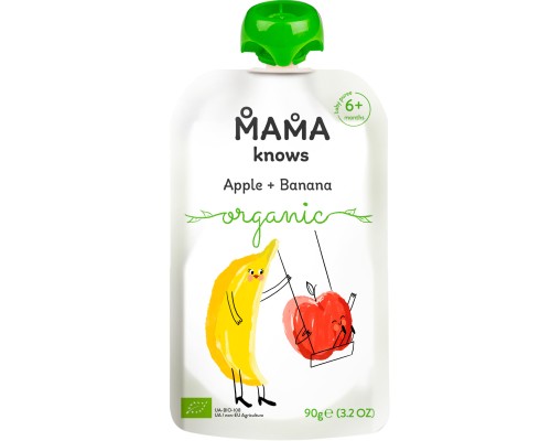 Дитяче пюре Mama knows Органічне Яблуко та Банан 90 г (4820016254558) Дитяче пюре Mama knows Органічне Яблуко та Банан 90 г (4820016254558)