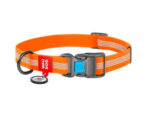 Нашийник для тварин WAUDOG Waterproof пластикова пряжка L Ш 25 мм Д 34-49 см помаранчевий (26144)