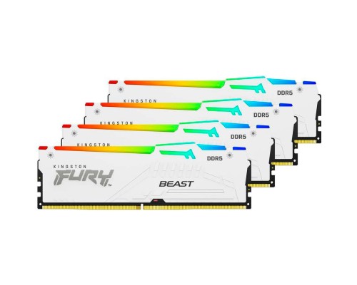 Модуль пам'яті для комп'ютера DDR5 128GB (4x32GB) 5600 MHz FURY Beast RGB White Kingston Fury (ex.HyperX) (KF556C40BWAK4-128) Модуль пам'яті для комп'ютера DDR5 128GB (4x32GB) 5600 MHz FURY Beast RGB White Kingston Fury (ex.HyperX) (KF556C40BWAK4-128)