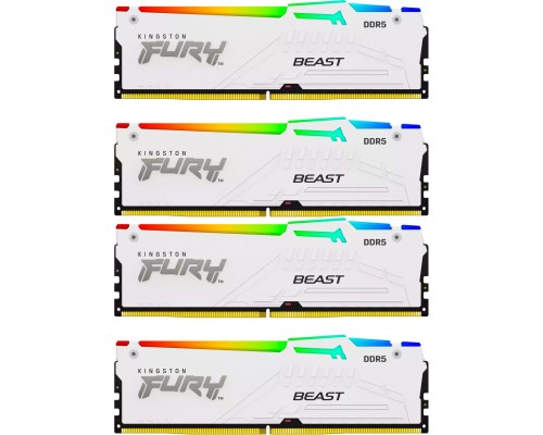 Модуль пам'яті для комп'ютера DDR5 128GB (4x32GB) 5600 MHz FURY Beast RGB White Kingston Fury (ex.HyperX) (KF556C40BWAK4-128) Модуль пам'яті для комп'ютера DDR5 128GB (4x32GB) 5600 MHz FURY Beast RGB White Kingston Fury (ex.HyperX) (KF556C40BWAK4-128)
