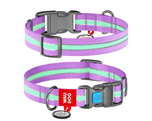 Нашийник для тварин WAUDOG Nylon з QR паспортом пластиковий фастекс Ш 25 мм Д 33-49 см фіолетовий (45649)
