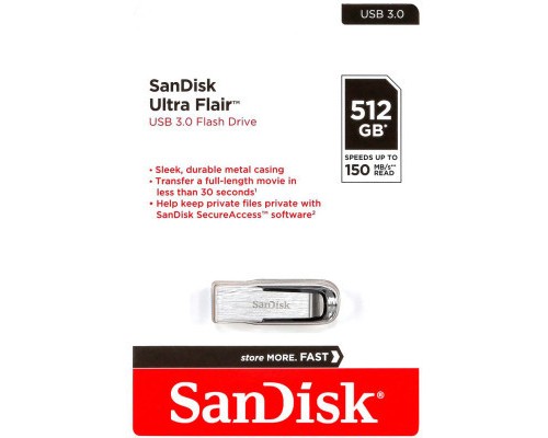 USB флеш накопичувач SanDisk 512GB Ultra Flair Silver-Black USB 3.0 (SDCZ73-512G-G46) 