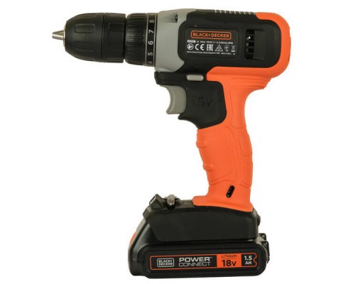 Шуруповерт Black&Decker 18 В Li-Ion, 1.5Ah, 600 об/хв, 1,2 кг (BCD001C1)