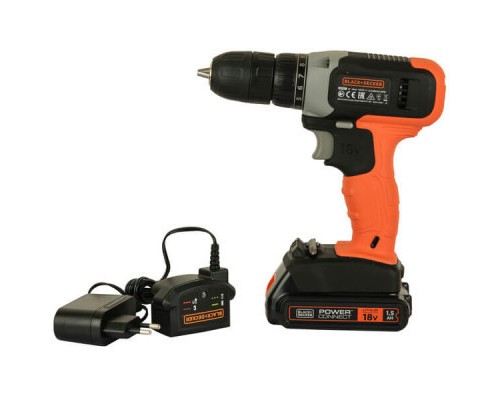 Шуруповерт Black&Decker 18 В Li-Ion, 1.5Ah, 600 об/хв, 1,2 кг (BCD001C1)