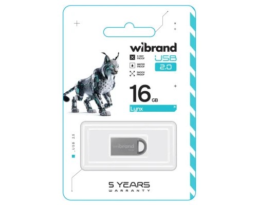 USB флеш накопичувач Wibrand 16GB lynx Silver USB 2.0 (WI2.0/LY16M2S) 