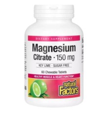 Мінерали Natural Factors Магній цитрат, 150 мг, смак лайма, Magnesium Citrate, 60 жувальних. (NFS-01650)