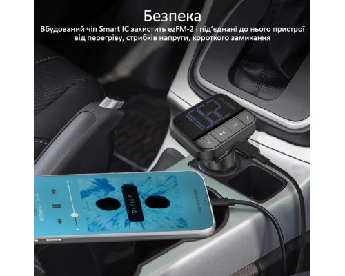 FM модулятор Promate ezfm-2 black AUX/SD/USB Black (ezfm-2.black)