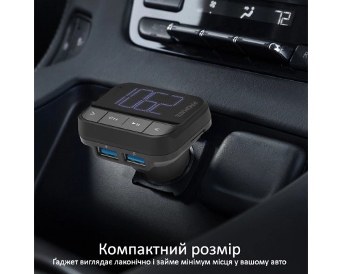 FM модулятор Promate ezfm-2 black AUX/SD/USB Black (ezfm-2.black)