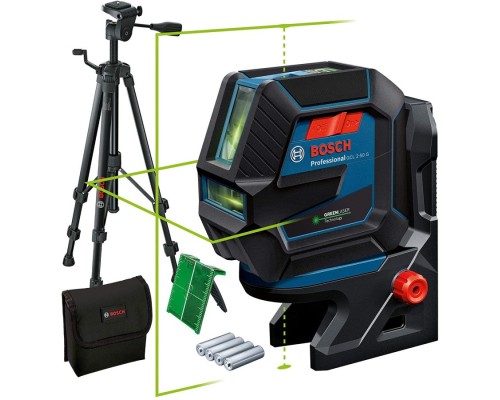 Лазерний нівелір Bosch GCL 2-50 G, до 15м, 0.3мм/м, з штативом BT 150, тримачем RM 10, чохол (0.601.066.M01)