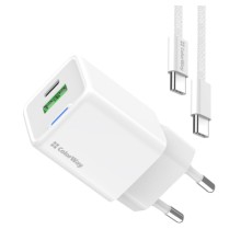 Зарядний пристрій ColorWay GaN Mini 30W PD Port PPS USB (Type-C PD + USB QC4.0) cable Type-C (CW-CHS053PDC-WT)