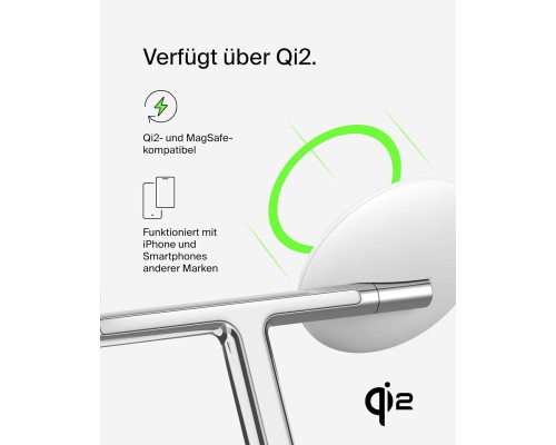 Зарядний пристрій Belkin 3in1 Magnetic Adjustable Pad Qi2 15W White (WIZ023VFWH)