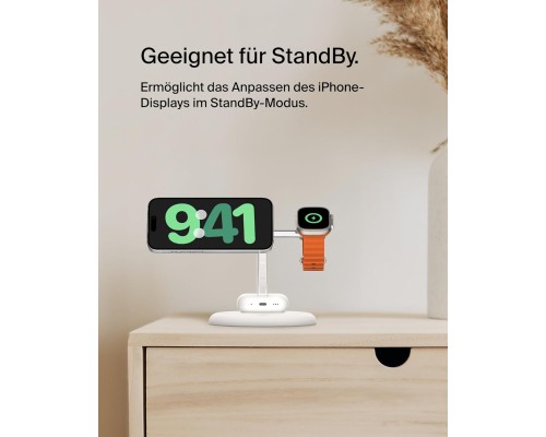 Зарядний пристрій Belkin 3in1 Magnetic Adjustable Pad Qi2 15W White (WIZ023VFWH)