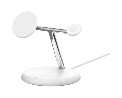 Зарядний пристрій Belkin 3in1 Magnetic Adjustable Pad Qi2 15W White (WIZ023VFWH)