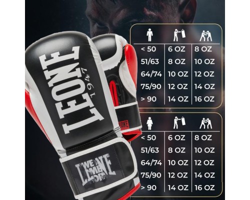Боксерські рукавички Leone GN333 Logo WACS Black 16 унцій (GN333_Black_16oz)