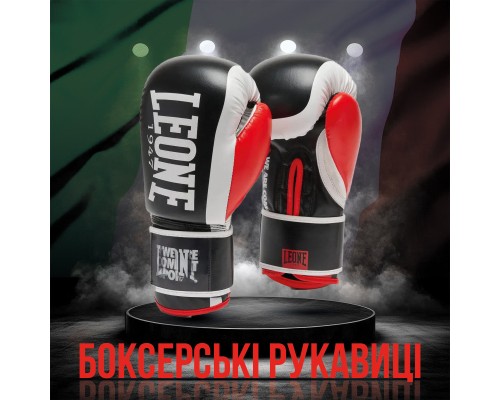 Боксерські рукавички Leone GN333 Logo WACS Black 16 унцій (GN333_Black_16oz)