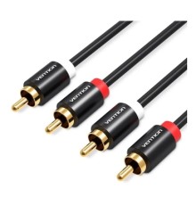 Кабель мультимедійний 2RCA Male to Male Audio Cable 1M Black Metal Type VENTION (VAB-R06-B100)