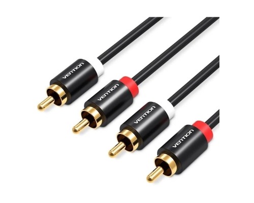 Кабель мультимедійний 2RCA Male to Male Audio Cable 1M Black Metal Type VENTION (VAB-R06-B100)