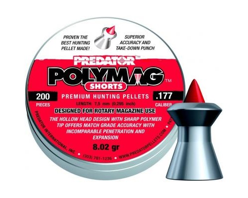 Пульки JSB Polymag Shorts, 4,5 мм , 0,52 г, 200 шт/уп (1010-01-200)