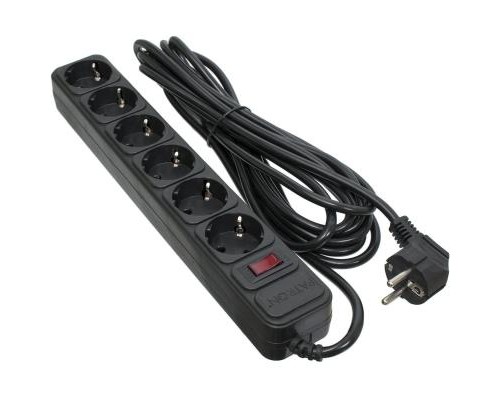 Мережевий фільтр живлення Patron 5.0 m3*1mm2 (SP-1065)  6 розеток BLACK (EXT-PN-SP-1065)