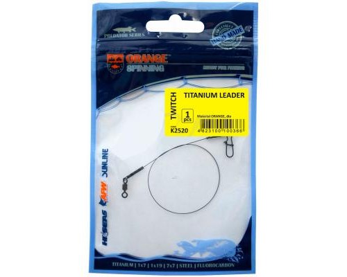 Повідець Ukrspin Orange Spinning титан з вертлюгом 20см 12кг(25lb)/0.35мм (1590.02.67)