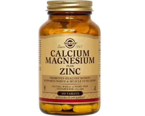 Мінерали Solgar Кальцій Магній і Цинк, Calcium Magnesium Plus Zinc, 100 табл (SOL00520)