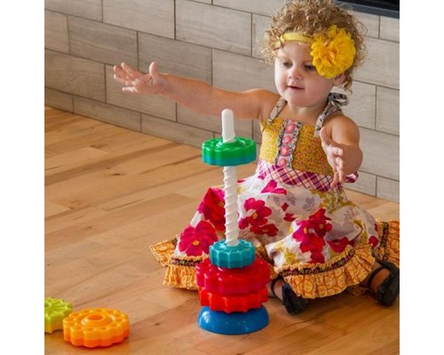 Розвиваюча іграшка Fat Brain Toys Пірамідка гвинтова тактильна SpinAgain (F110ML) Розвиваюча іграшка Fat Brain Toys Пірамідка гвинтова тактильна SpinAgain (F110ML)