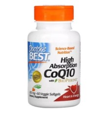 Антиоксидант Doctor's Best Коензим Q10 Високої абсорбацию 200мг, BioPerine, 60 желатино (DRB-00412)