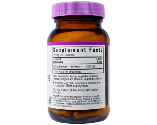 Амінокислота Bluebonnet Nutrition L-Триптофан 500мг, 30 капсул (BLB0093) 