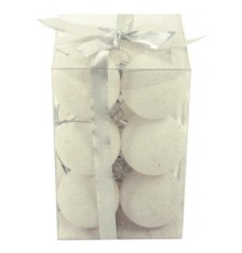 Ялинкова іграшка Jumi 12шт, 4 см, пластик, білий з блискітками (5900410840348)