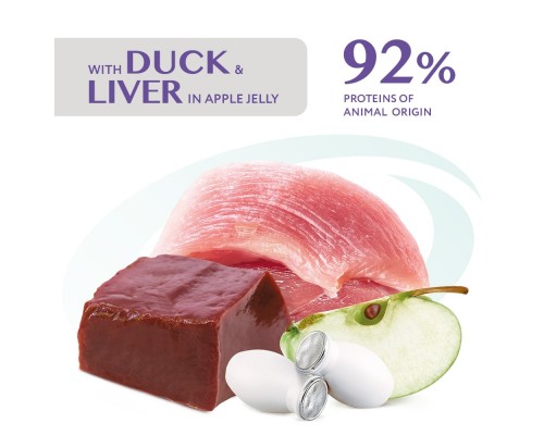 Вологий корм для кішок Optimeal з ефектом виведення шерсті з качкою та печінкою в желе 85 г (4820215364027)