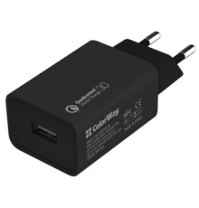 Зарядний пристрій ColorWay 1USB Quick Charge 3.0 (18W) black + cable micro USB (CW-CHS013QCM-BK)