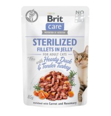Вологий корм для кішок Brit Care Cat pouch для стерилізованих 85 г (качка та індичка в желе) (8595602540549)