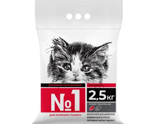 Наповнювач для туалету Super Cat №1 Деревний вбирний 2.5 кг (6989)
