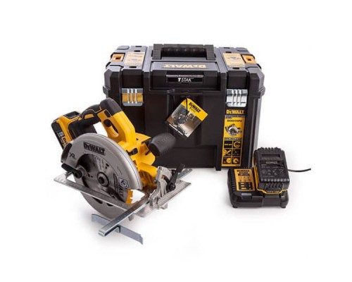 Дискова пила DeWALT 18В XR Li-Ion, диск 184х16 мм, 3.6 кг, 2x5Ah, кейс TSTAK (DCS570P2)