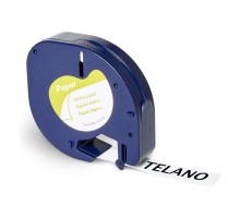 Стрічка для принтера етикеток UKRMARK D-91200-BK/WT, сумісна з DYMO 91200/S0721510, для серії LT. 12мм х 4м. black on white (900618)