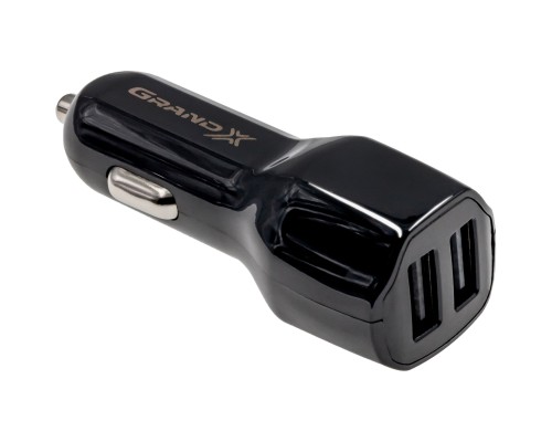 Зарядний пристрій Grand-X 3,4A 12-24V Black 2USB 5V/3 (CH-28)