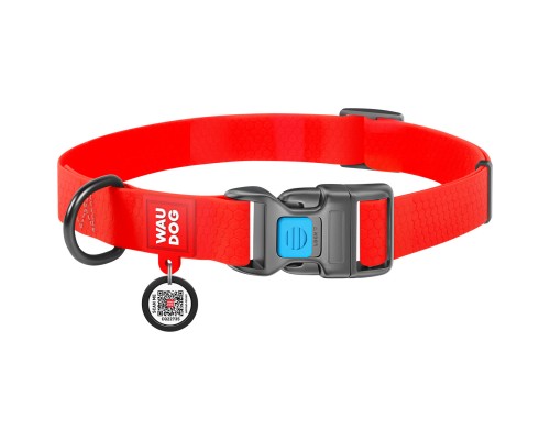 Нашийник для тварин WAUDOG Waterproof з QR паспортом Ш 25 мм Д 34-49 см червоний (27723)