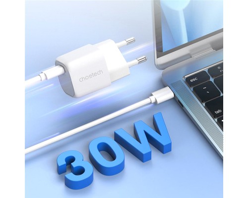 Зарядний пристрій Choetech 1хUSB-C 30W PD QC3.0 PD5007 white (PD5007-EU-WH)