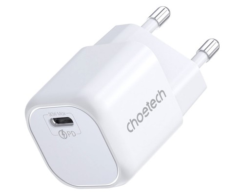 Зарядний пристрій Choetech 1хUSB-C 30W PD QC3.0 PD5007 white (PD5007-EU-WH)