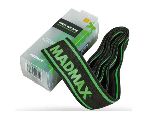 Бинт для спорту MadMax MFA-299 для колін Non slide slip knee wraps 2.0m Black/Green (MFA-299-U)