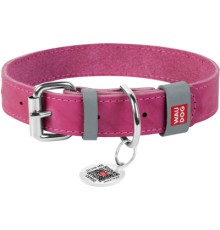 Нашийник для тварин WAUDOG Classic шкіряний 25 мм х 38-49 см рожевий (02187)