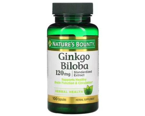 Трави Nature's Bounty Гінкго Білоба, 120 мг, Ginkgo Biloba, 100 капсул (NRT04544)