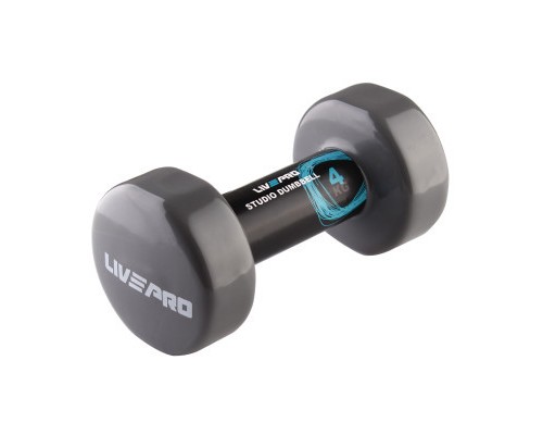 Гантель LivePro Studio Dumbbell LP8076-4 вінілова 1шт сірий Уні 4кг (2020301000071)