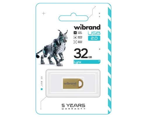 USB флеш накопичувач Wibrand 32GB lynx Gold USB 2.0 (WI2.0/LY32M2G) 