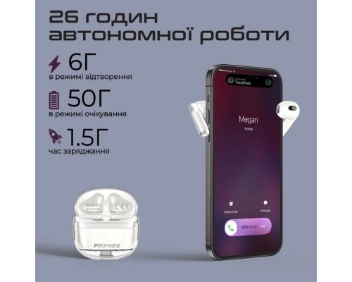 Навушники Promate TransPods White (transpods.white)