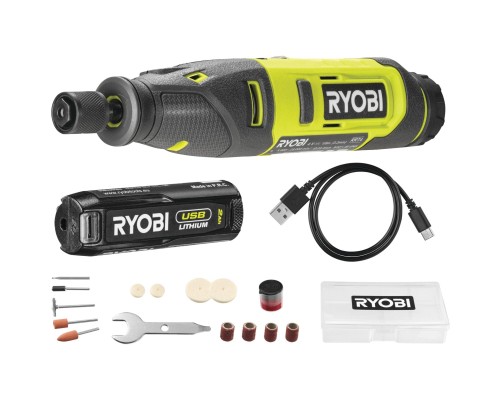 Гравер Ryobi акумуляторний RRT4-120GA15 4В, 1х2Ah, 15 аксесуарів, 0.23кг (5133005634)